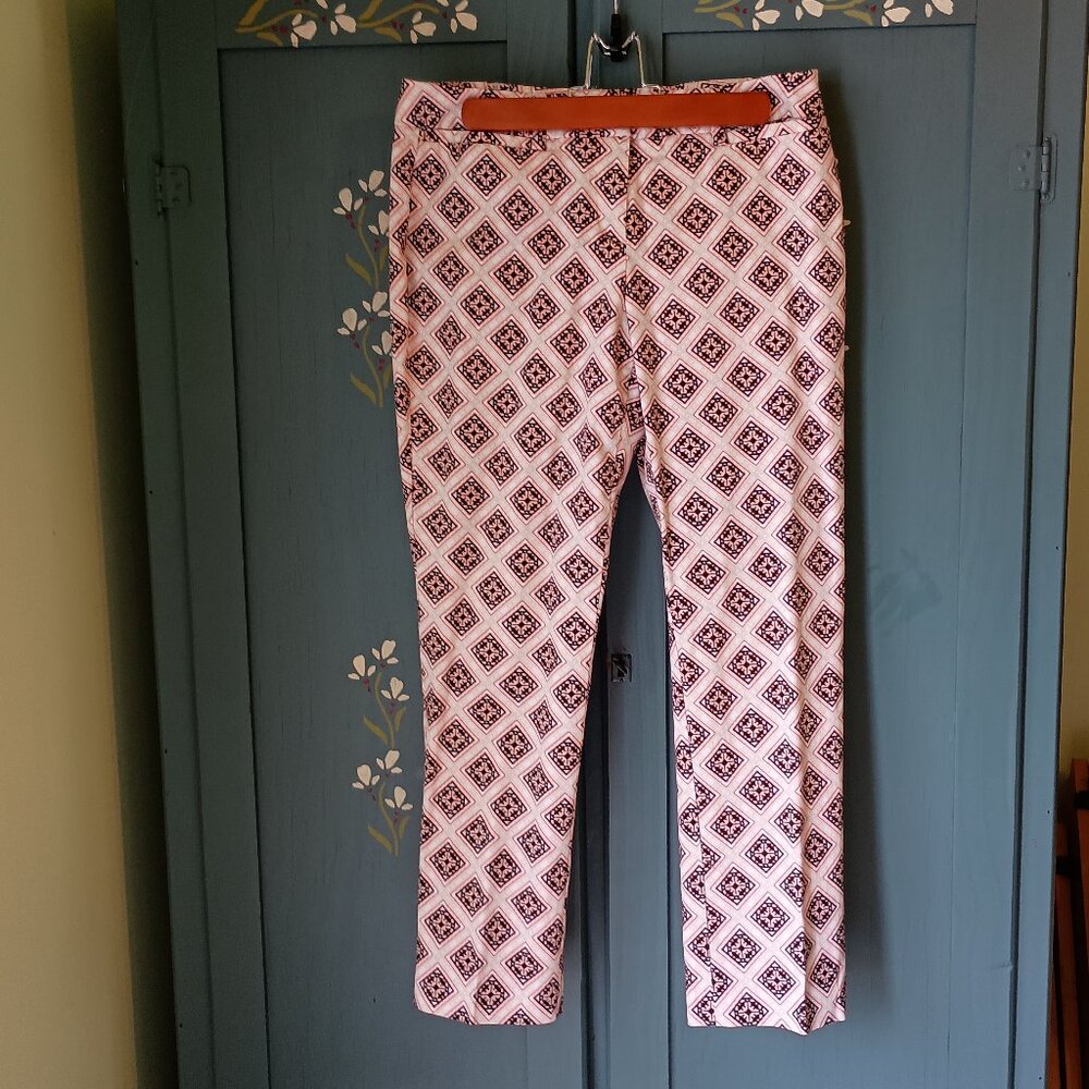 7th Avenue Suiting Collection New York & Company Pink Geometric Pattern Size 6
